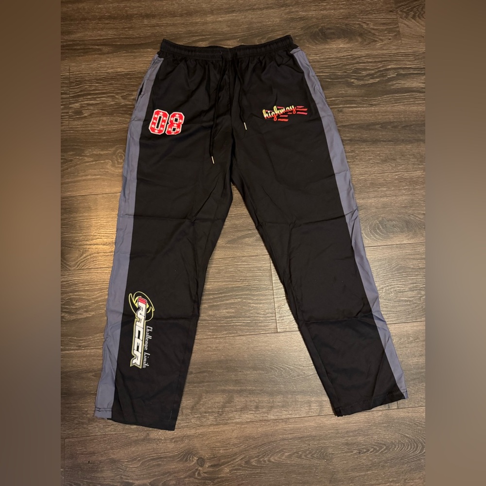 Black and Gray Men's Joggers with Graphic Accents